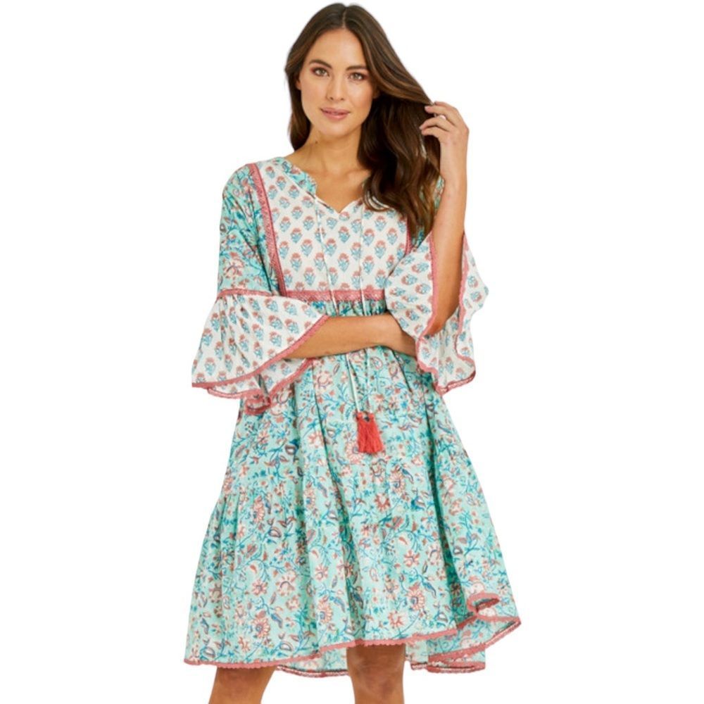 NWT Naudic Belmont Dress Coco Print Tiered Dress